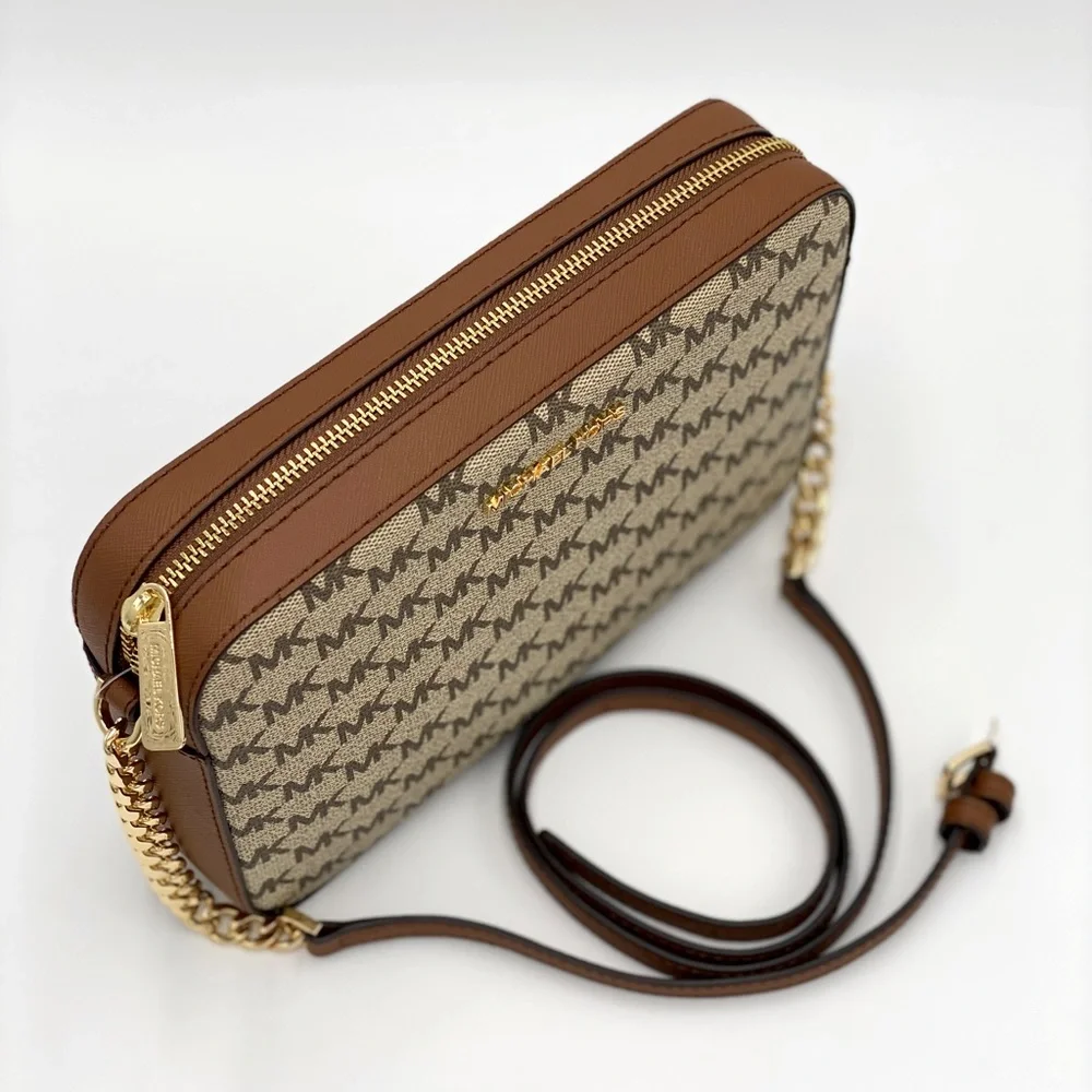 MICHAEL KORS LARGE EW CROSSBODY NAT/ LUGGAGE - Picture 5 of 16